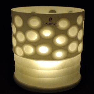 Lambert White Glass Acid Etched Candle Holder